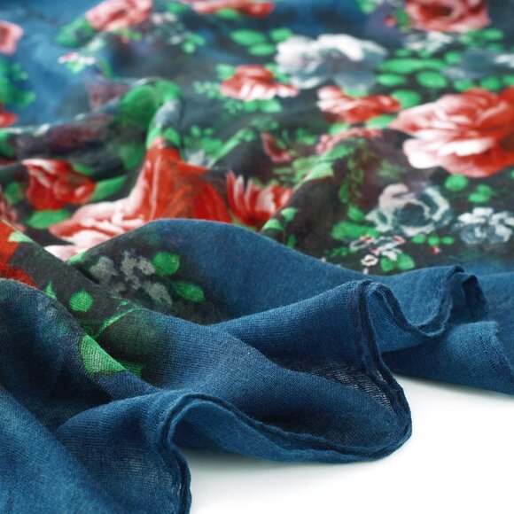 Women  B-gray Fashion Flowers Print Scarves Winter Head Shawl Cotton Wrap - Picture 6 of 7